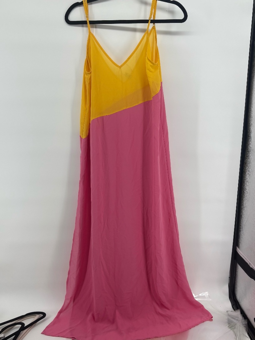 LULUS color block sheer maxi length spaghetti strap dress size medium